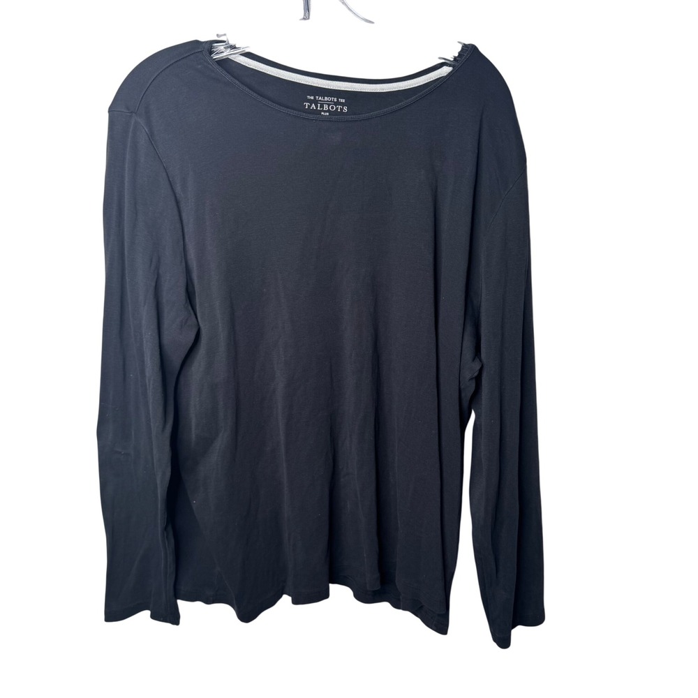 Talbots Tee Plus Size 2X Black Long Sleeve Pima Cotton Casual Top‎